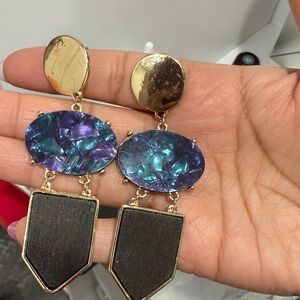 Gold and Purple Statement Earrings